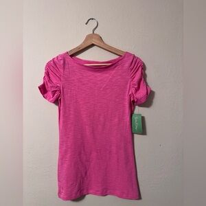 Lily Pulitzer pink rouched sleeve top Size XS